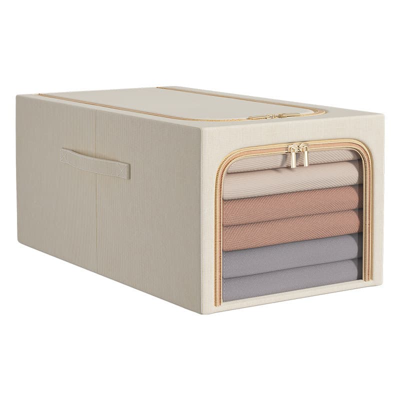 Wardrobe large window storage box with steel frame foldable clothing storage box cotton and linen moisture-proof storage box 6