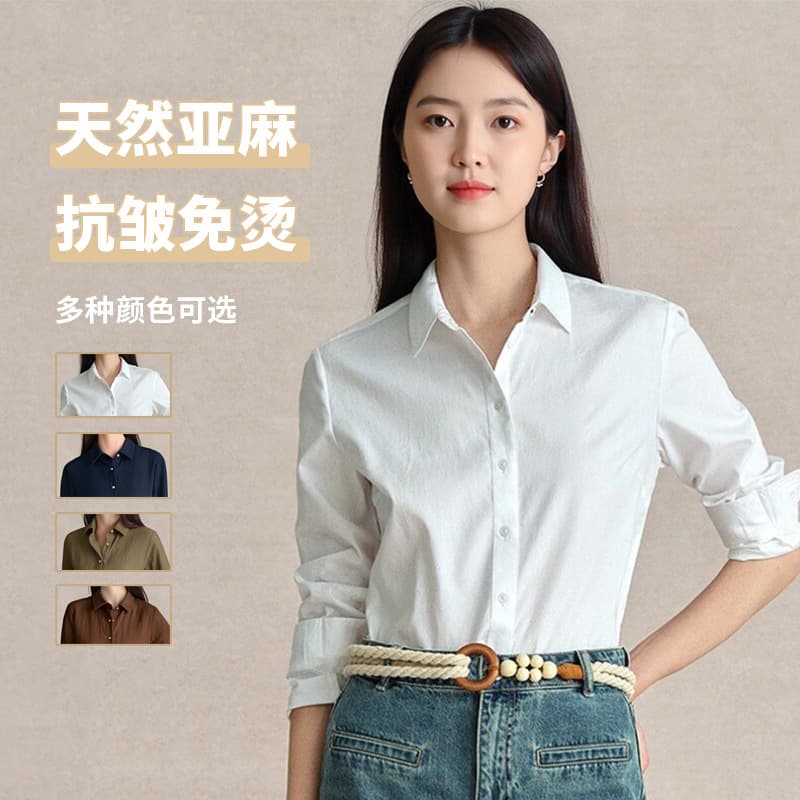 Linen tops, shirts, women's high-end autumn women's shirts, jackets, fashionable and versatile white shirts, commuting women's clothing 2