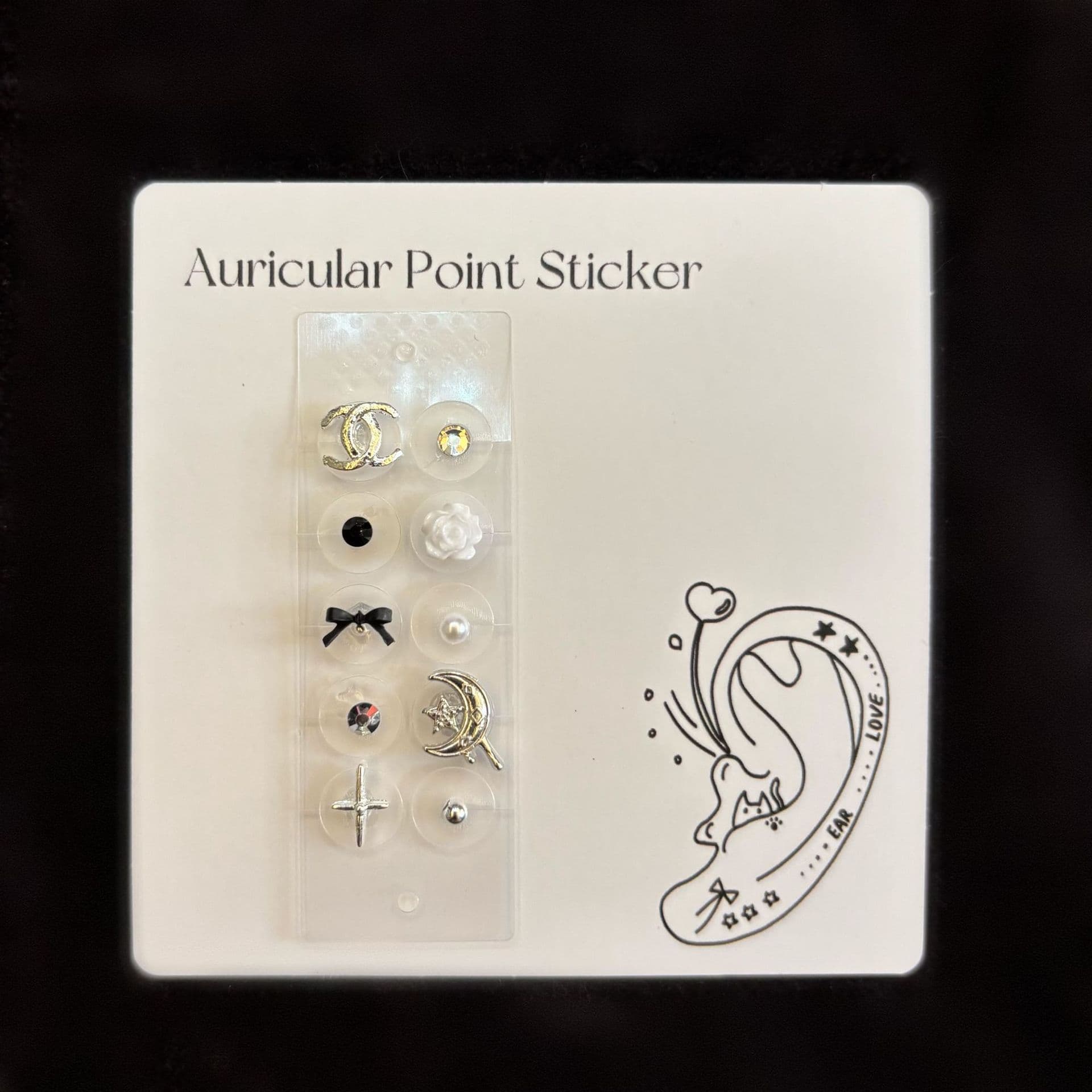 Sheyuwushe's new star and moon earrings for women, light luxury niche fashion ear hole stickers (10 patches) 7