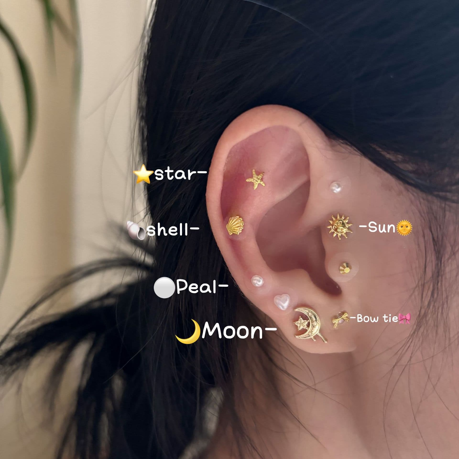 Sheyuwushe's new star and moon earrings for women, light luxury niche fashion ear hole stickers (10 patches) 1