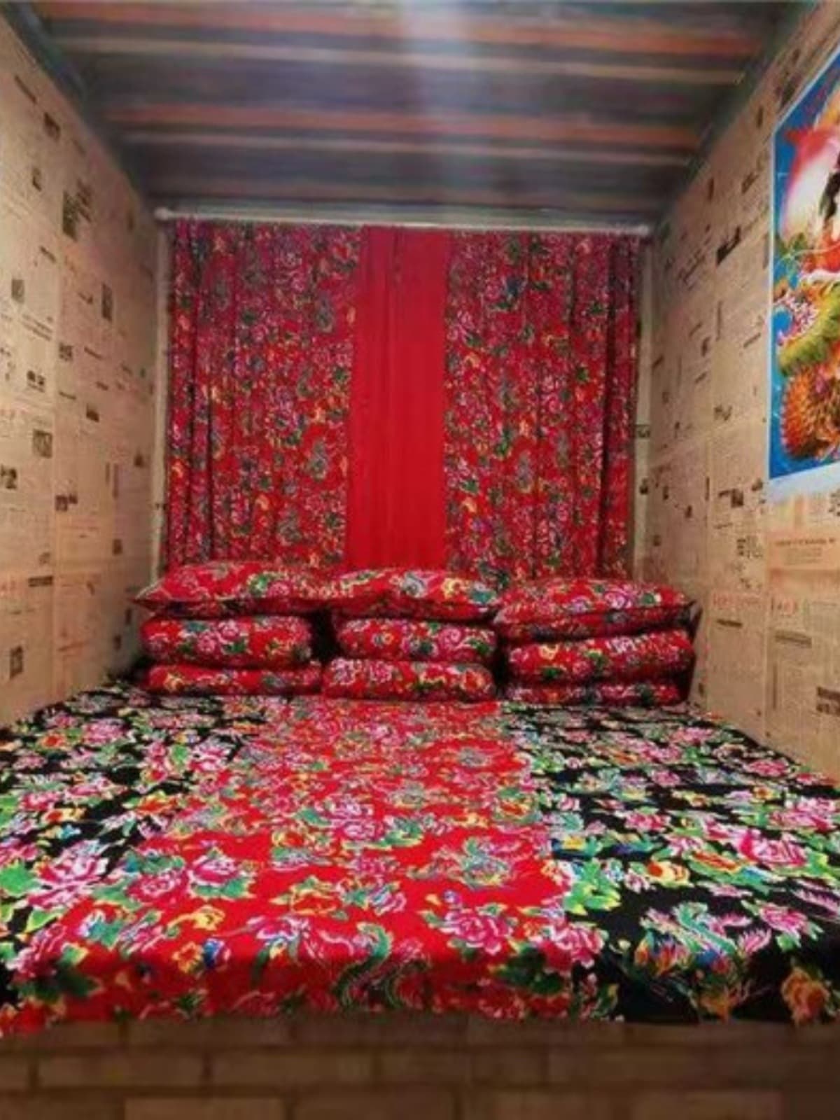 Native Northeastern Dahua Farmhouse B&B Hot Pot Restaurant Curtain Kang Pillow Bedding Cover Sheets Round Square Table Cloth Fabric 1