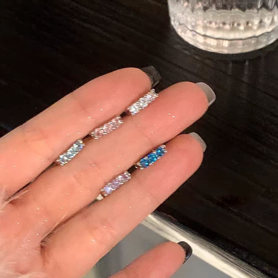 Colorful zircon double-ear pierced earrings, ear bone nails, medical titanium steel earrings, titanium steel earrings, sleep-free zircon earrings 3