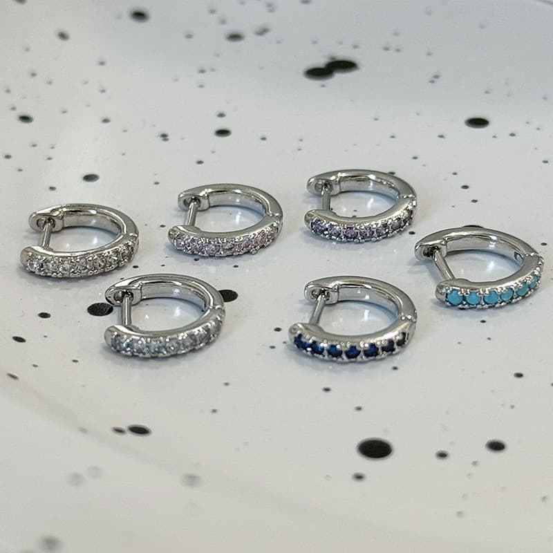 Flash Diamond Colored Zircon Straight Needle Earrings Compact Mini Edge Ear Piercing Ear Bone Rings Continued Niche Versatile High-end Earrings 5