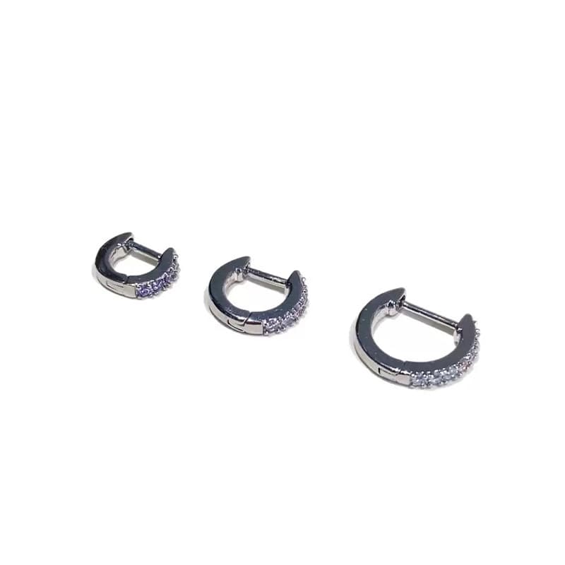 Flash Diamond Colored Zircon Straight Needle Earrings Compact Mini Edge Ear Piercing Ear Bone Rings Continued Niche Versatile High-end Earrings 6