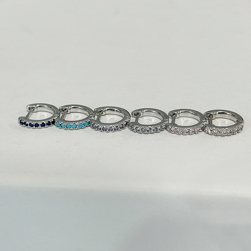 Flash Diamond Colored Zircon Straight Needle Earrings Compact Mini Edge Ear Piercing Ear Bone Rings Continued Niche Versatile High-end Earrings