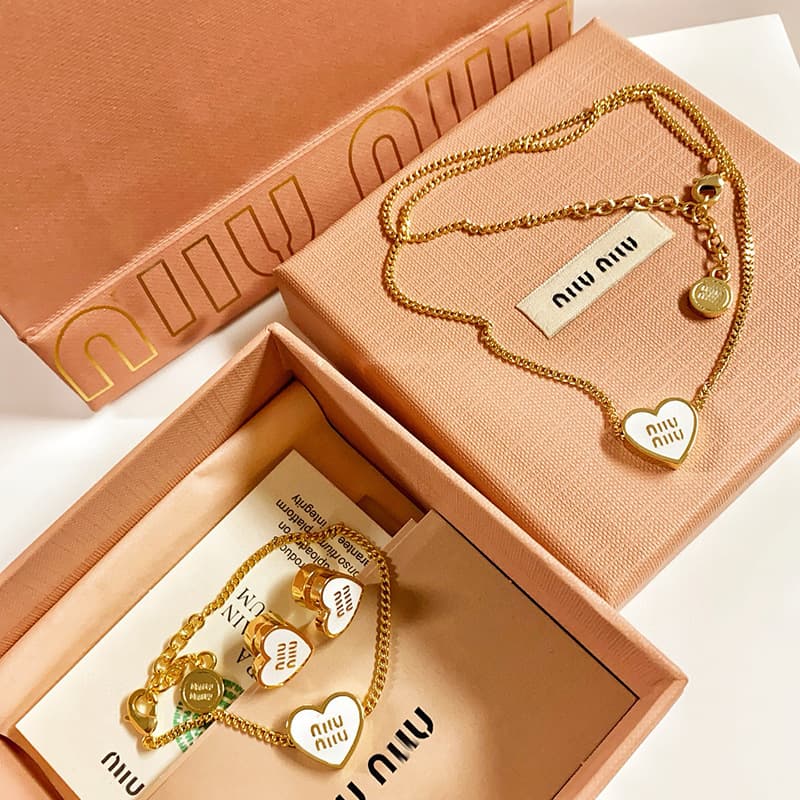 Miss M 25 Chinese Valentine's Day limited series enamel love earrings miu bracelet temperament necklace high version set for women 2