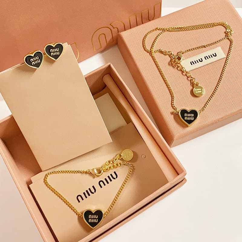 Miss M 25 Chinese Valentine's Day limited series enamel love earrings miu bracelet temperament necklace high version set for women 3