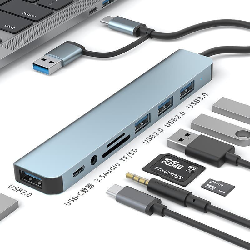 usb3.0 double-head extender high-speed hub 7-port expansion dock splitter multi-function computer docking station 2