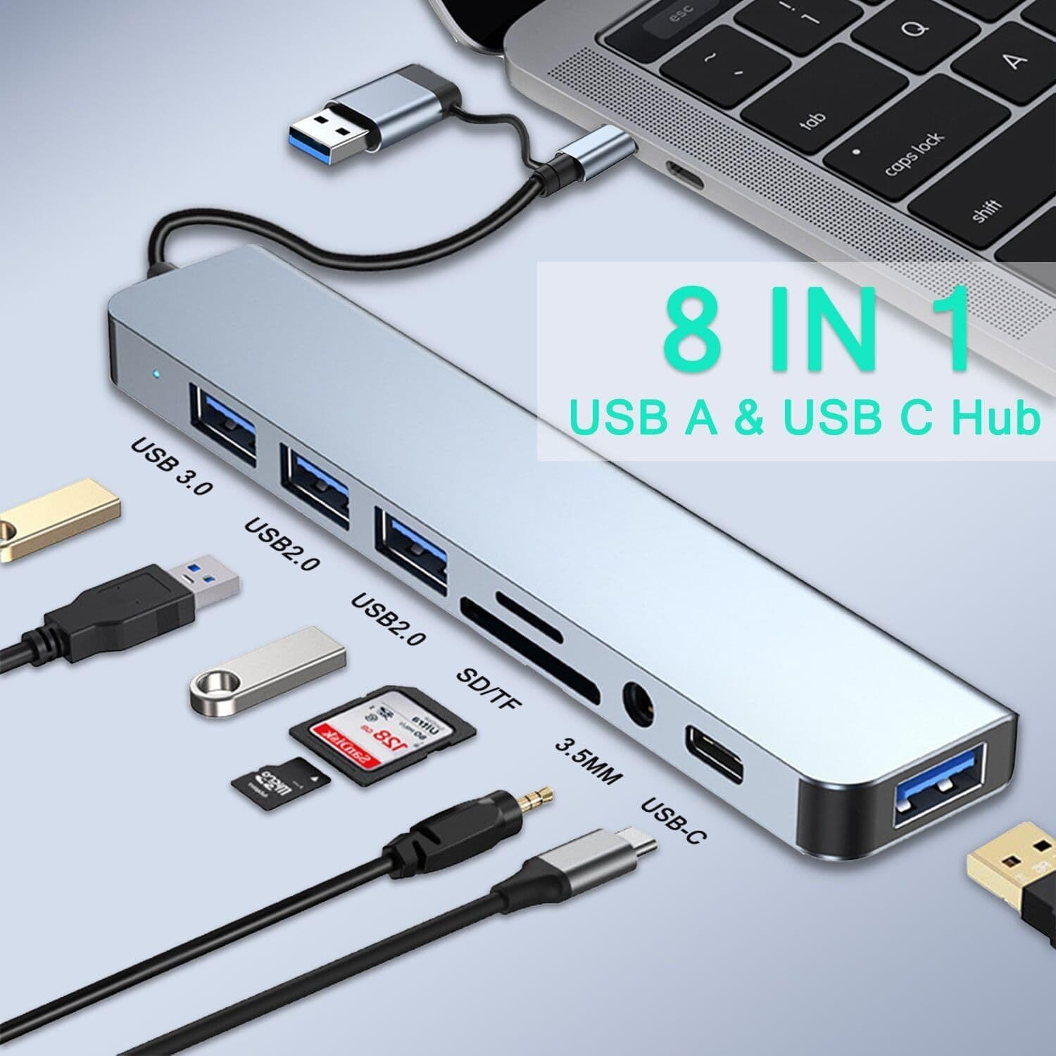 usb3.0 double-head extender high-speed hub 7-port expansion dock splitter multi-function computer docking station 3