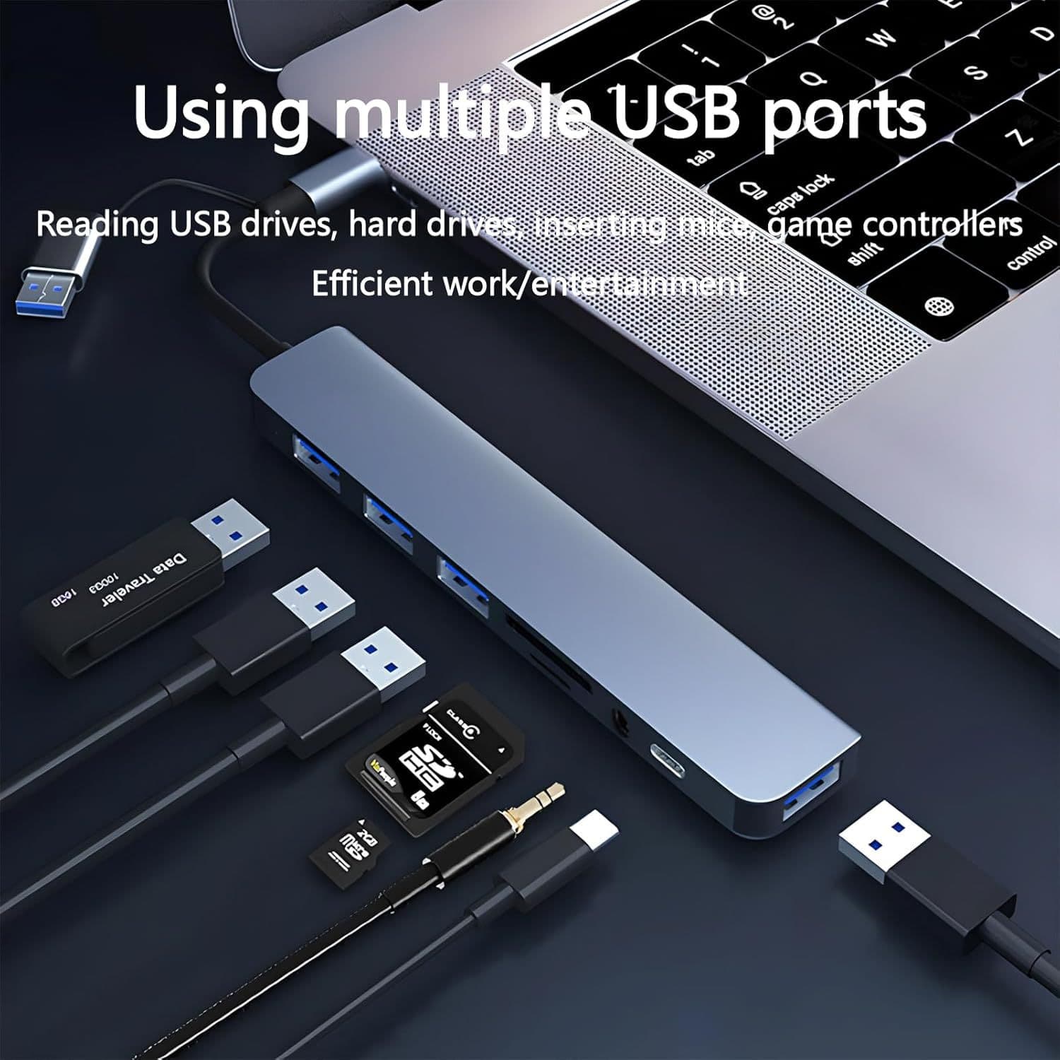 usb3.0 double-head extender high-speed hub 7-port expansion dock splitter multi-function computer docking station 4