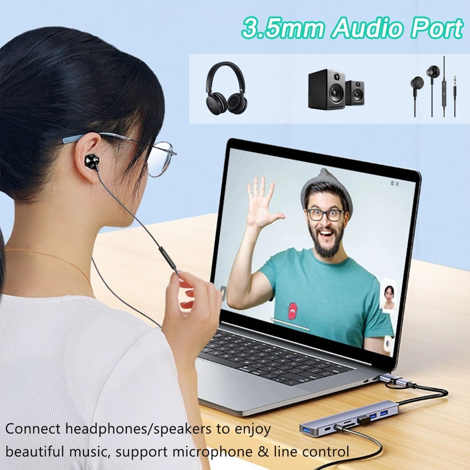 usb3.0 double-head extender high-speed hub 7-port expansion dock splitter multi-function computer docking station 5