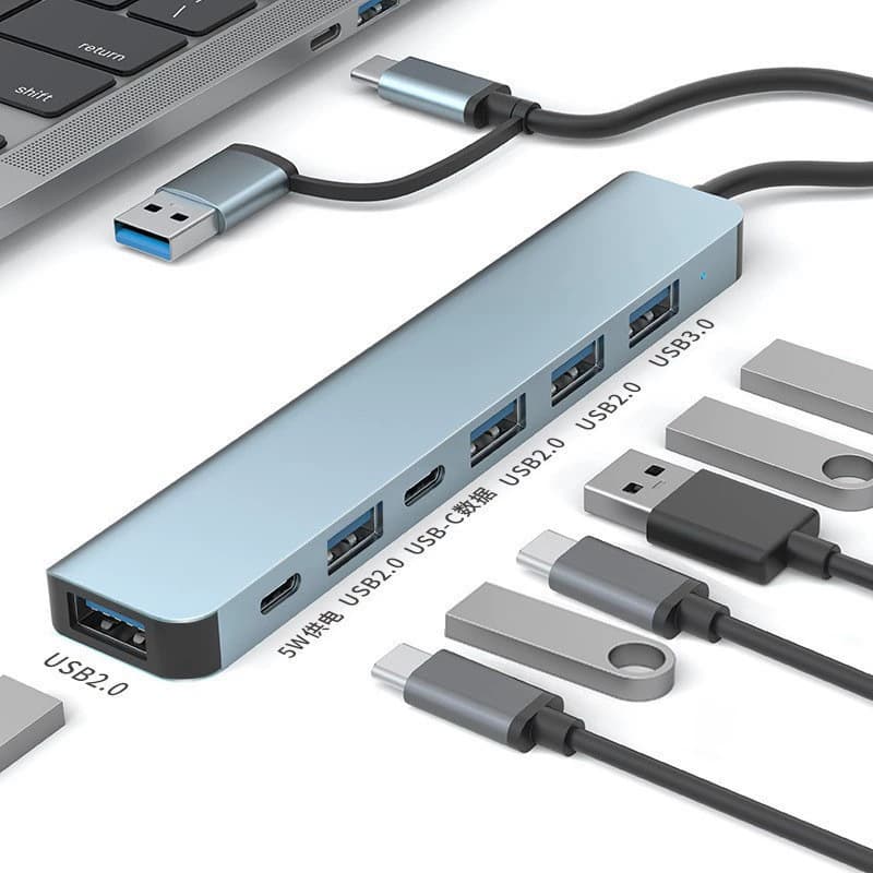 usb3.0 double-head extender high-speed hub 7-port expansion dock splitter multi-function computer docking station 7