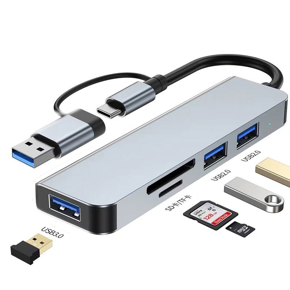 usb3.0 double-head extender high-speed hub 7-port expansion dock splitter multi-function computer docking station 10