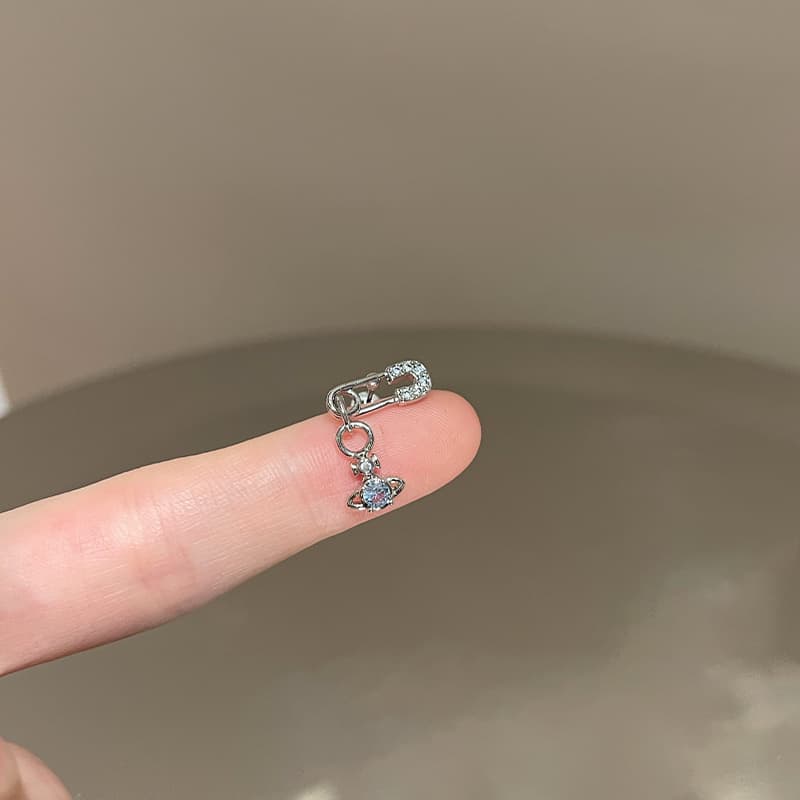Saturn Collection Western Queen Mother Earrings, Medical Titanium Steel, Cute and Exquisite Small Ear Bone Nails, Ear Accessories, Ear Hole Screws 8