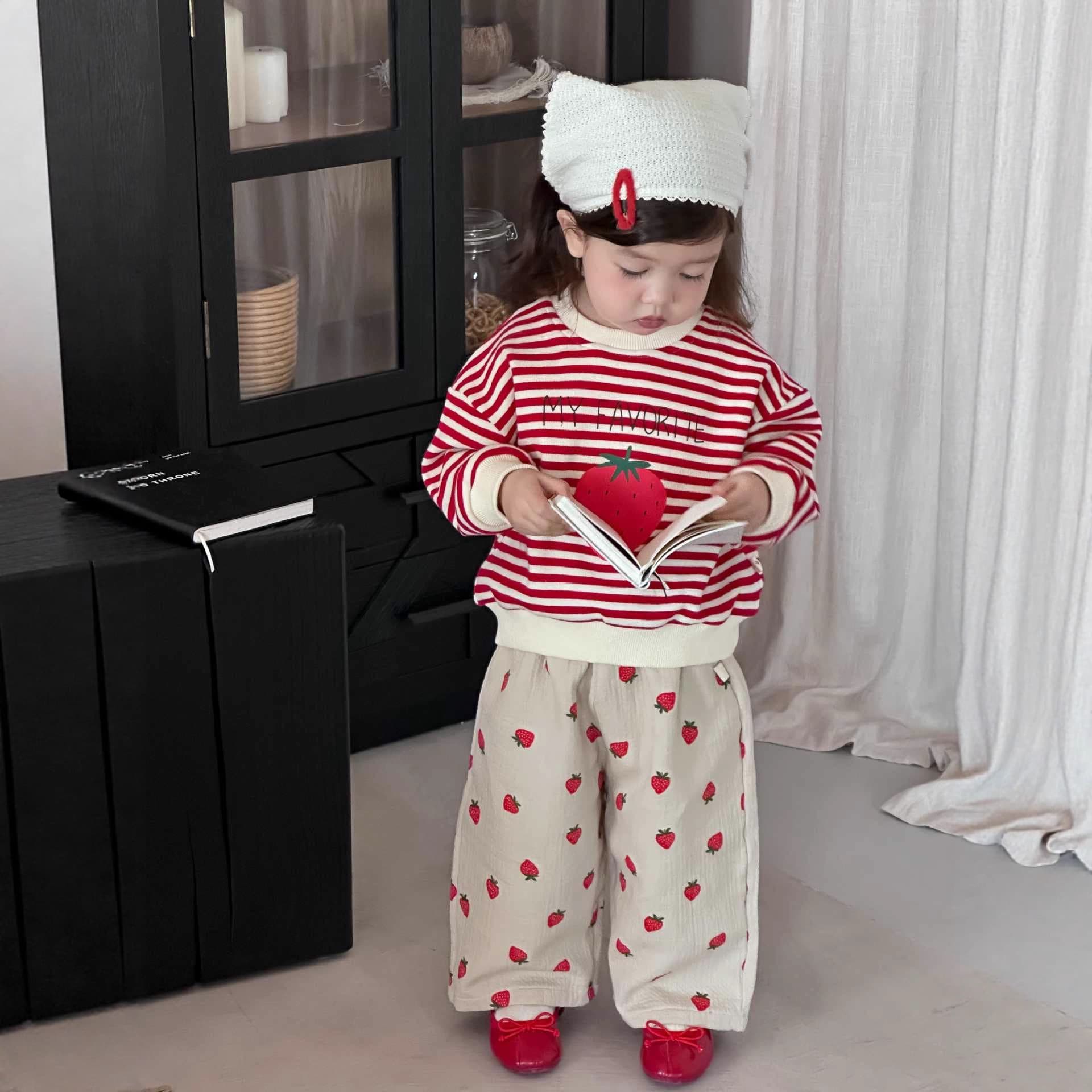Infant spring clothing baby clothes children's clothing 2026 new Korean style children's clothing girls striped sweatshirt suit 1