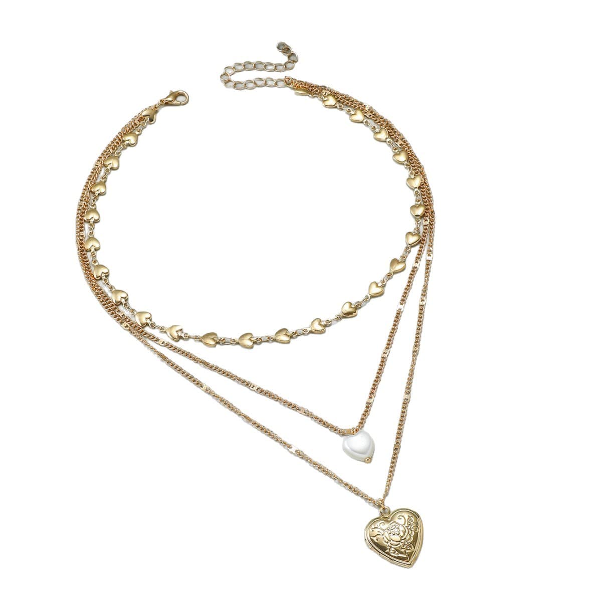 Cross-border jewelry imitation pearl necklace women's love pendant multi-layered necklace simple fashion clavicle chain choker 6