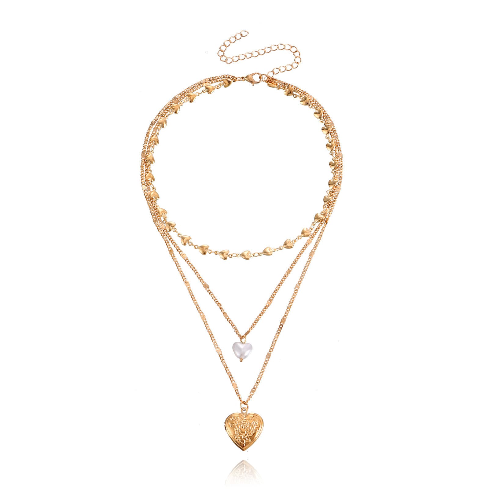 Cross-border jewelry imitation pearl necklace women's love pendant multi-layered necklace simple fashion clavicle chain choker 10