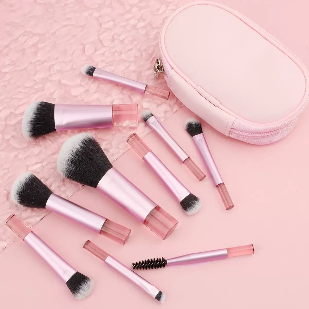 10 short handle portable makeup brush set storage bag blush brush loose powder brush easy to carry eye shadow during travel 4