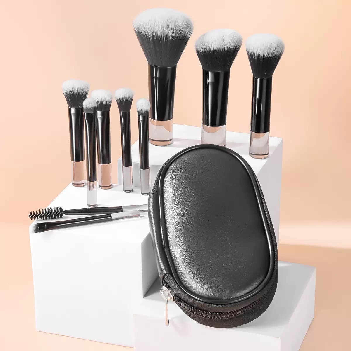 10 short handle portable makeup brush set storage bag blush brush loose powder brush easy to carry eye shadow during travel 5