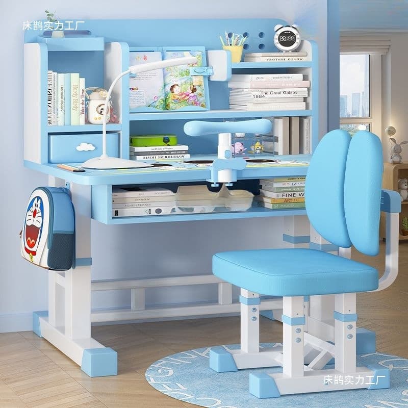 Children's study desk and chair set for home primary and secondary school students desk bookshelf writing table liftable desk and chair combination