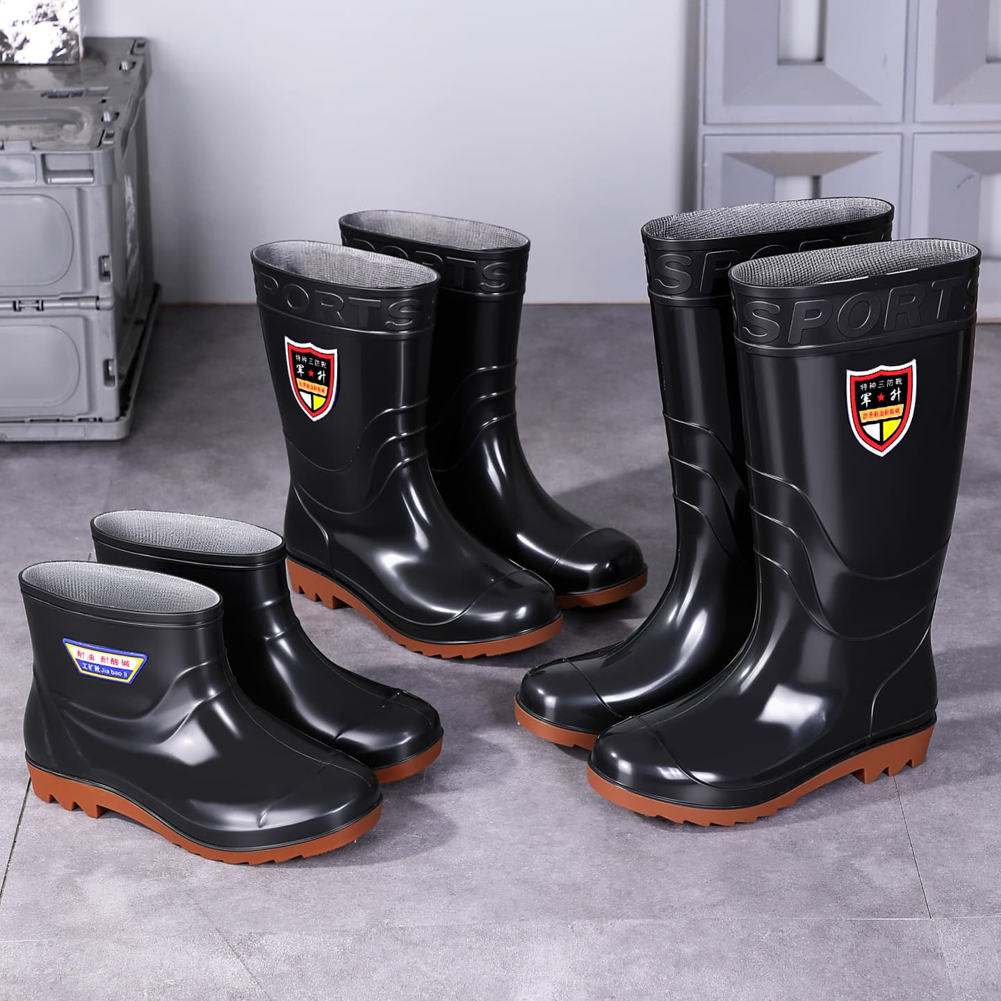 Water shoes silicone men's waterproof, anti-slip, anti-odor, free shipping, wear-resistant, men's high-top rain boots, long-top rain boots, waterproof, anti-slip plus 3