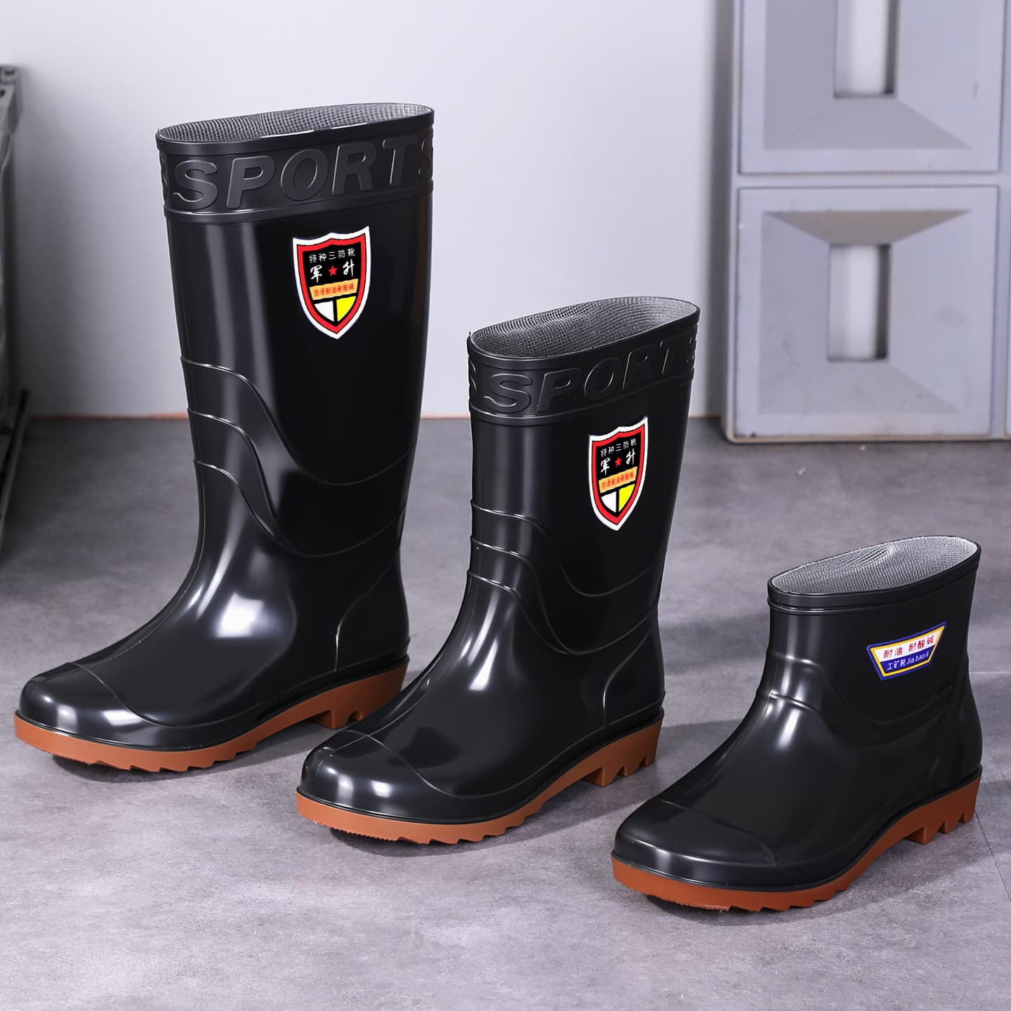 Water shoes silicone men's waterproof, anti-slip, anti-odor, free shipping, wear-resistant, men's high-top rain boots, long-top rain boots, waterproof, anti-slip plus 1