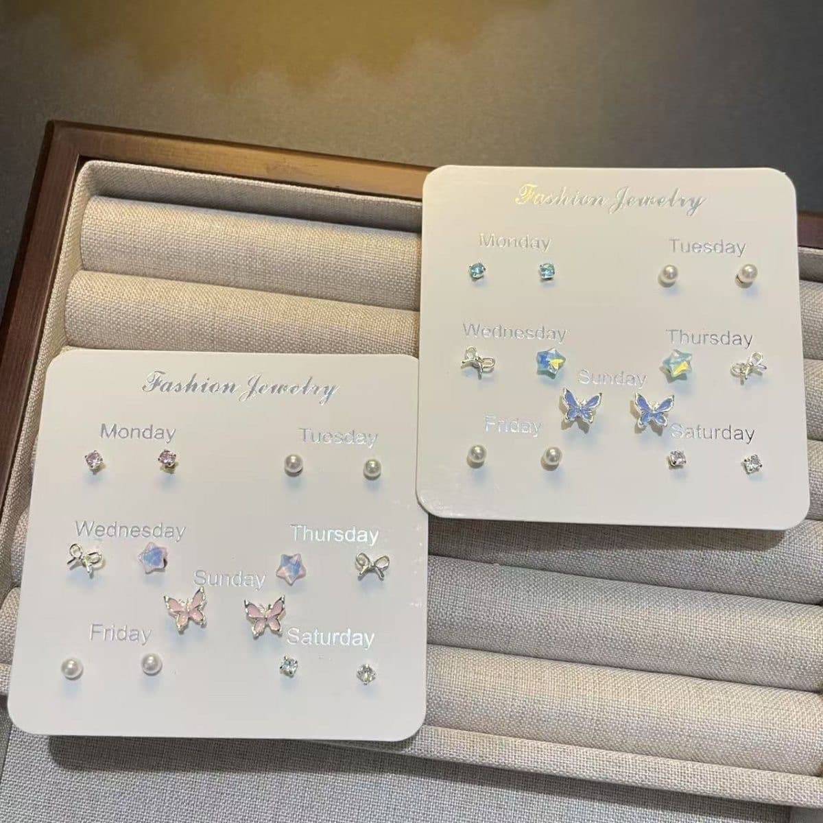 Sweet cool ins forest style small fresh cute sweet butterfly earrings elegant small temperament simple versatile ear bone nails 3