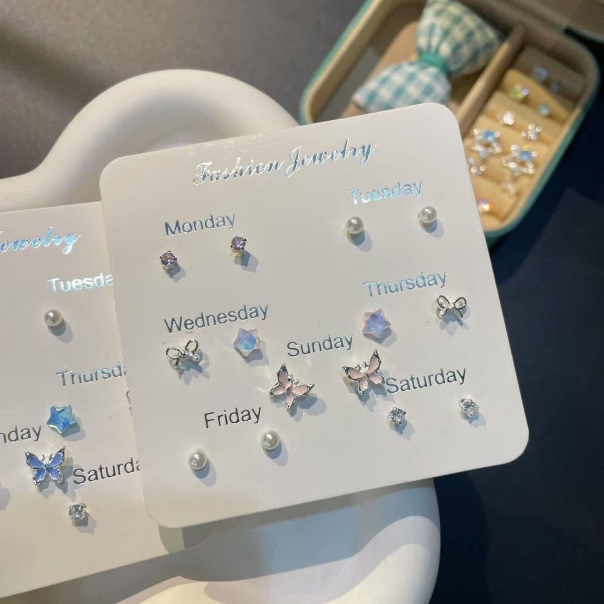 Sweet cool ins forest style small fresh cute sweet butterfly earrings elegant small temperament simple versatile ear bone nails 4
