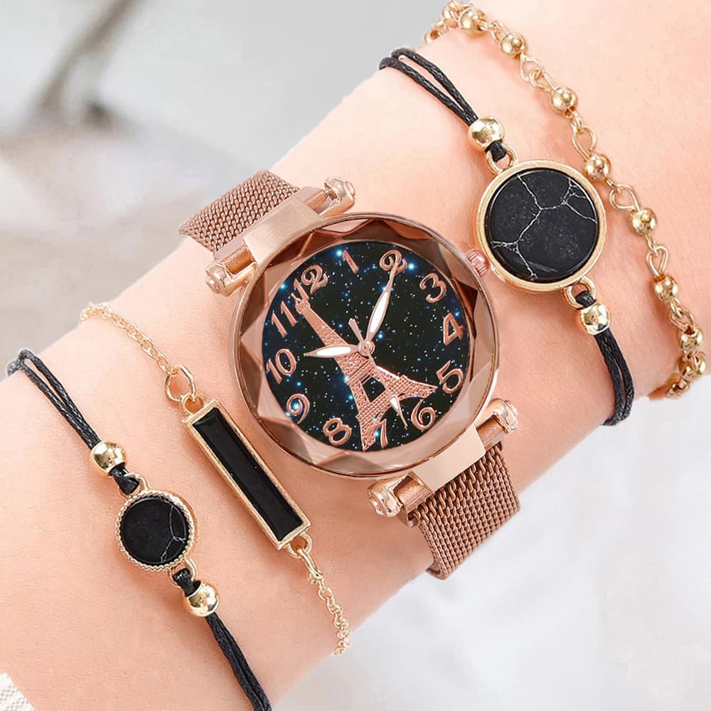 Cross-border hot model, fashionable multi-piece set, light luxury, casual and youthful women’s watch set, romantic couple watch gift 3