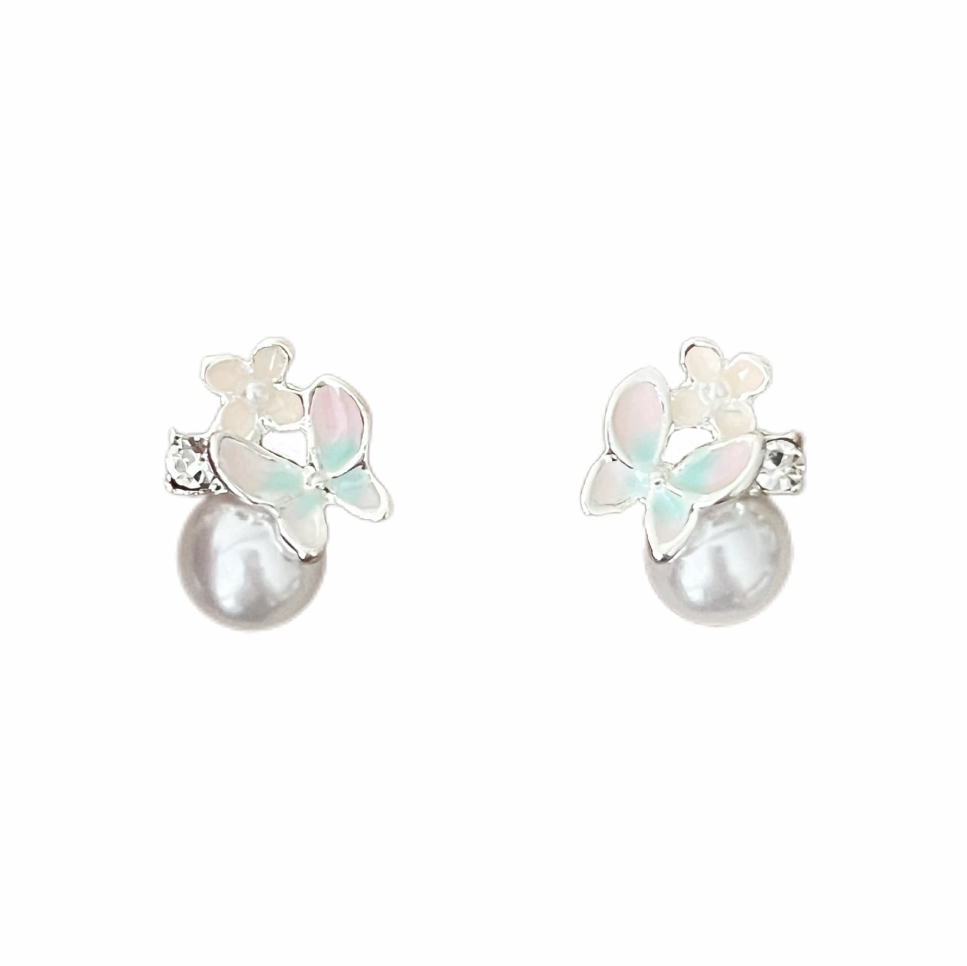 Dripping Glaze Butterfly Pearl Zircon Earrings White Fairy Versatile Earrings French Fashion Compact Literary Elegant New Style 6