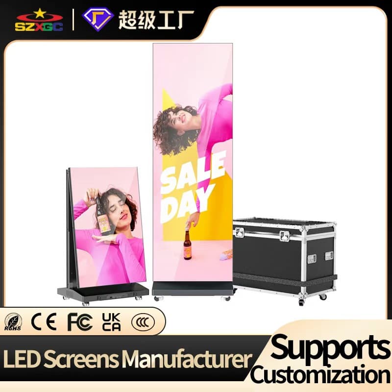 Indoor full-color LED poster screen foldable mobile shopping mall store display vertical advertising machine LED display 2