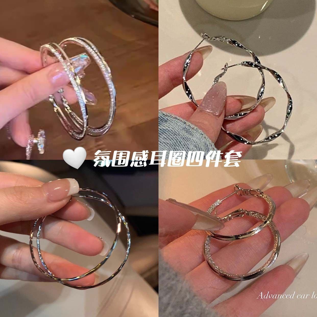 Exaggerated silver rotating earrings, popular earrings, twist large earrings, niche design, high-end, unique and beautiful earrings 2
