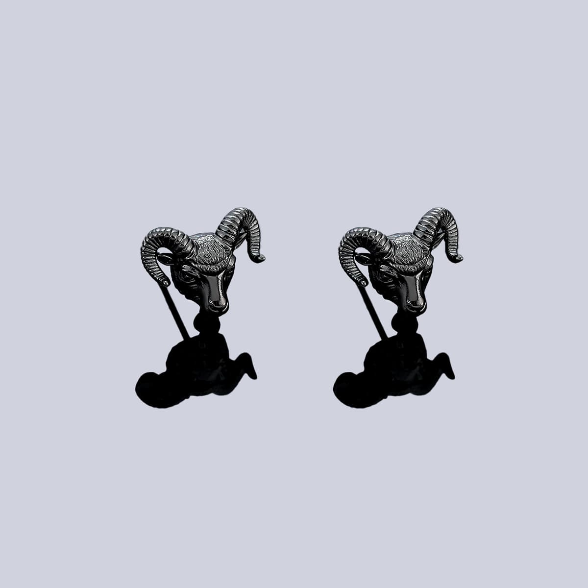 Cross-border zodiac sheep earrings for men, fashionable and trendy original design magnetic ear clips for women, personalized and versatile accessories 5