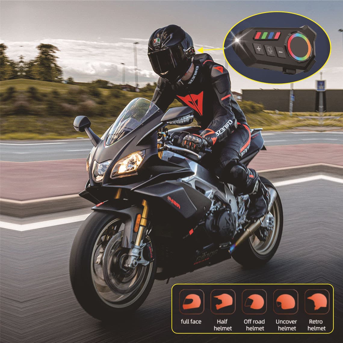 Y10/K06 new cross-border helmet Bluetooth headset motorcycle headset listening to songs and calls waterproof riding wireless 5