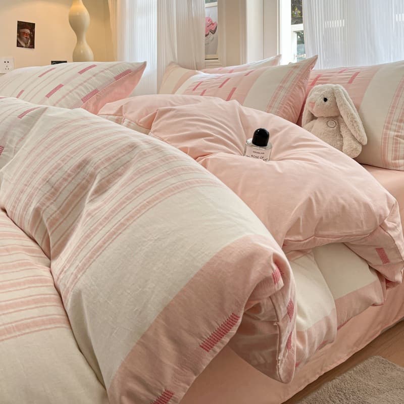Category A maternal and infant grade 100 cotton bed four-piece set new high-end pure cotton quilt cover sheet sheet and fitted sheet three-piece set 7
