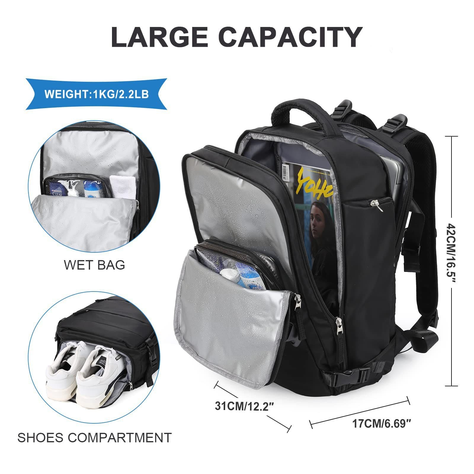Amazon Spot Logo Men's and Women's Travel Backpack Airline Approved Carry-on Backpack Flight Approved Waterproof 6