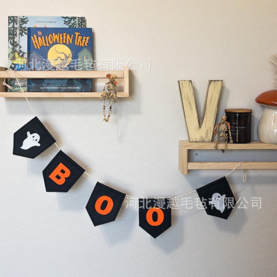 Halloween BOO Ghost Felt Latte Art Autumn Party Banner Seasonal Decoration Holiday Ghost Decoration Cross-border 3