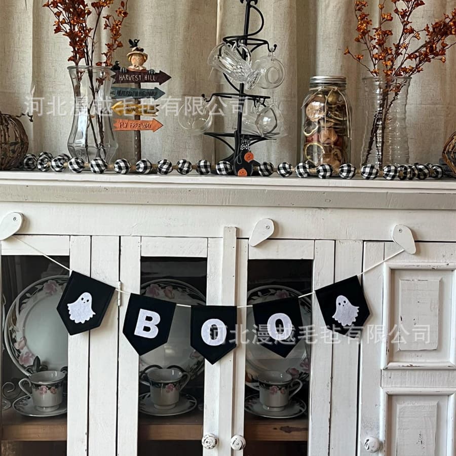 Halloween BOO Ghost Felt Latte Art Autumn Party Banner Seasonal Decoration Holiday Ghost Decoration Cross-border 8