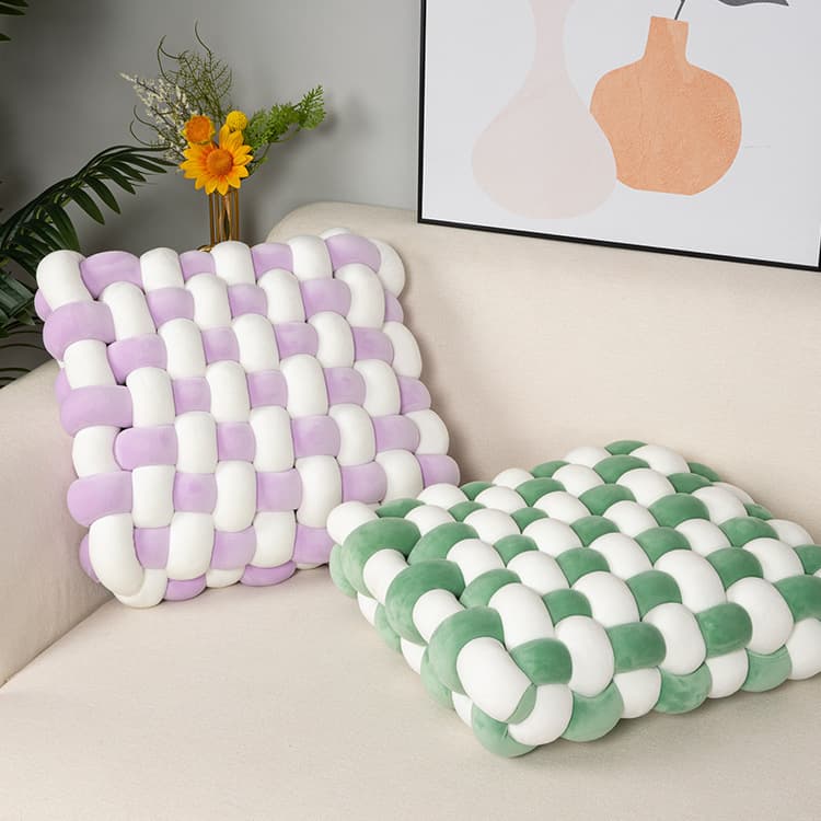 Ins style square cushion hand-woven lazy backrest home sofa tatami bay window chair decorative cushion 4