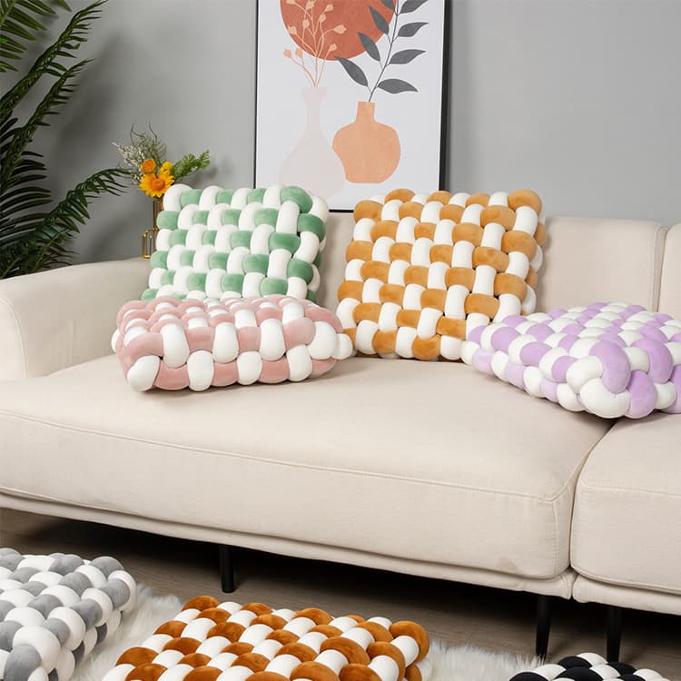 Ins style square cushion hand-woven lazy backrest home sofa tatami bay window chair decorative cushion 1