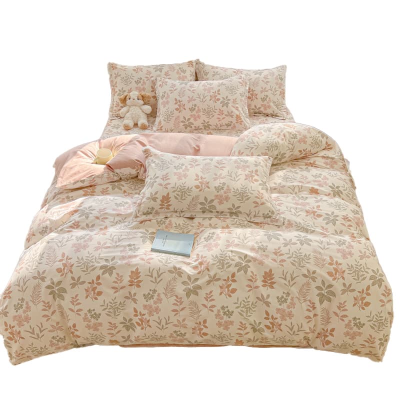 Pure cotton four-piece bed set, pure cotton 2025 new home bed sheet, quilt cover, fitted sheet, four-piece dormitory bedding set, three-piece set 6