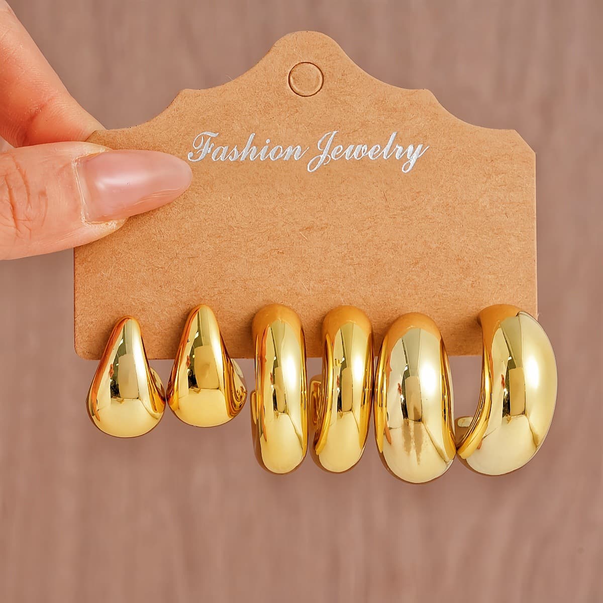3-9 pairs of European and American cross-border best-selling geometric gold ladies earrings set, water drop twist earrings, versatile temperament 8