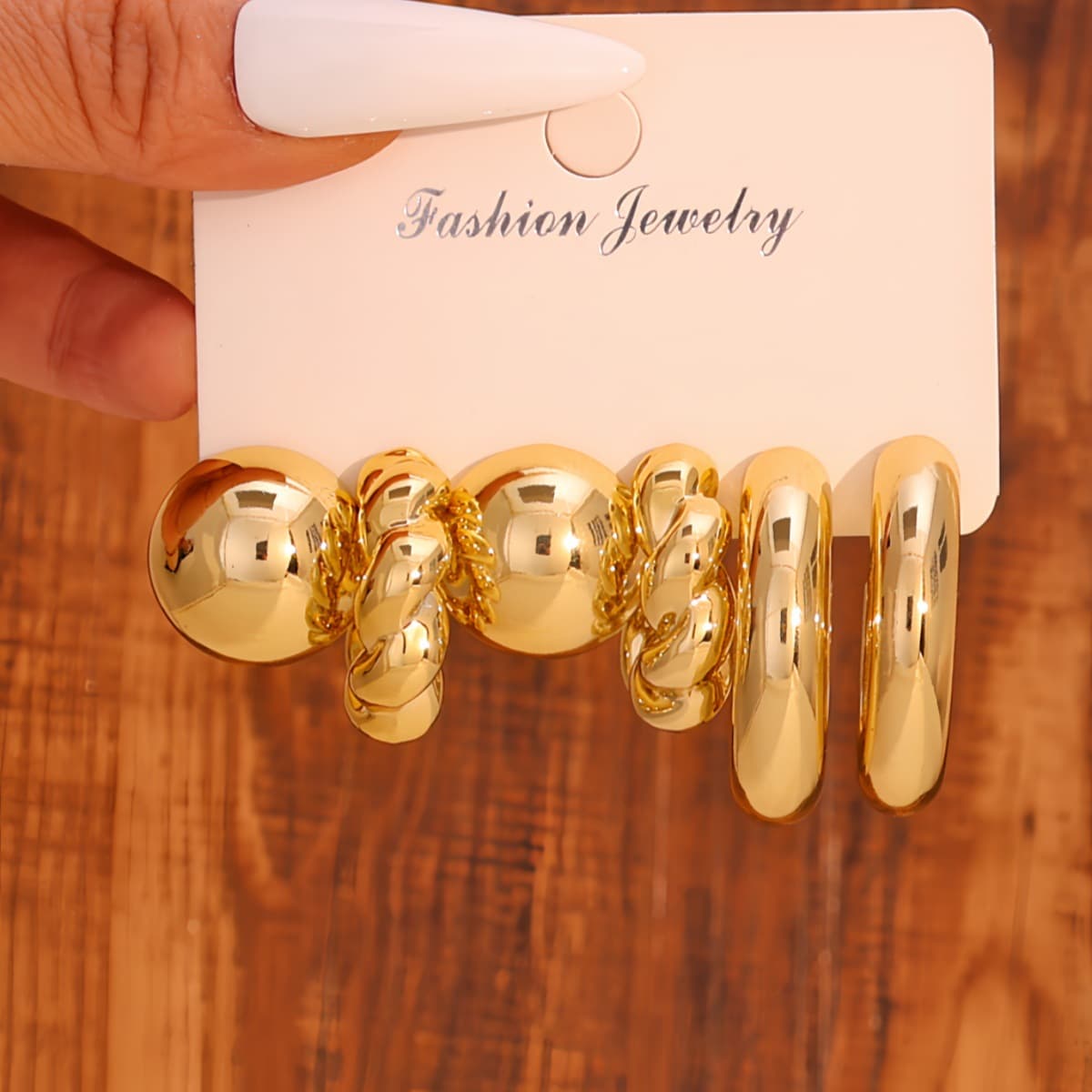 3-9 pairs of European and American cross-border best-selling geometric gold ladies earrings set, water drop twist earrings, versatile temperament 9