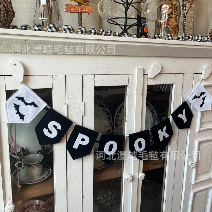 Halloween Felt Latte Art Autumn Party Handmade Banner Seasonal Ghost Decoration Felt Wall Hanging Bunting Cross Border 3