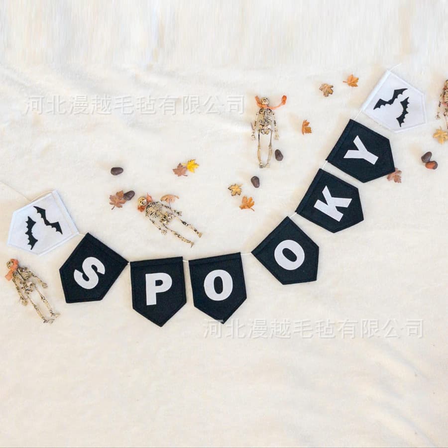 Halloween Felt Latte Art Autumn Party Handmade Banner Seasonal Ghost Decoration Felt Wall Hanging Bunting Cross Border 5