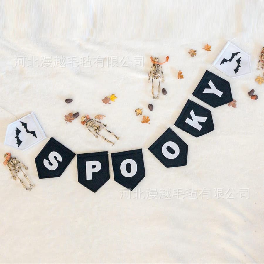 Halloween Felt Latte Art Autumn Party Handmade Banner Seasonal Ghost Decoration Felt Wall Hanging Bunting Cross Border 8