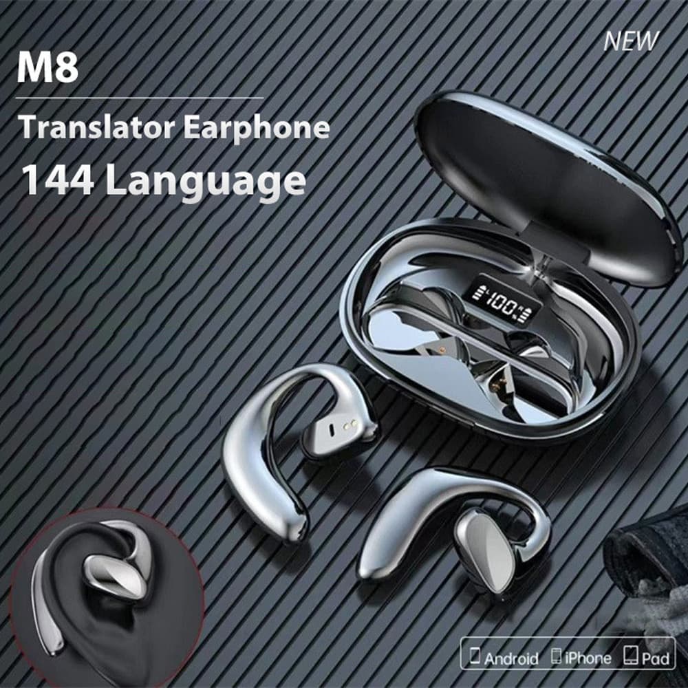 2025 new wireless AI translation smart Bluetooth headset bone conduction open ear hanging sports long-life headset 1