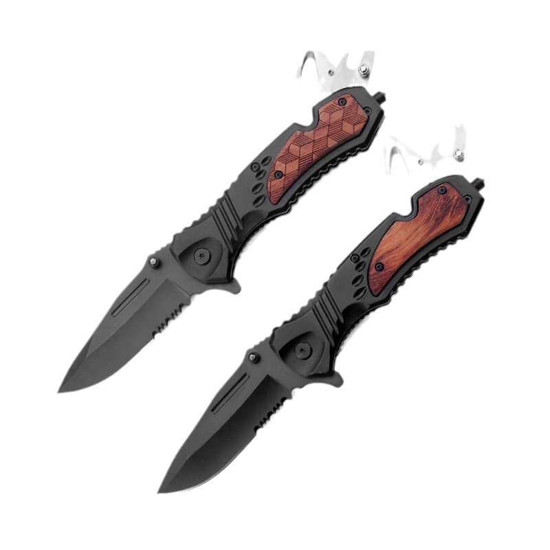 Cross-border multifunctional folding knife, convenient window breaker, outdoor tool, outdoor solid wood EDC fruit knife, high hardness 6