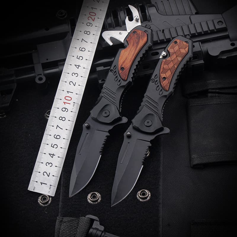 Cross-border multifunctional folding knife, convenient window breaker, outdoor tool, outdoor solid wood EDC fruit knife, high hardness 1