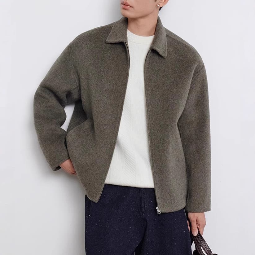 Spot double-sided woolen woolen coat men's 2025 autumn and winter new men's coat short lapel executive clip 3